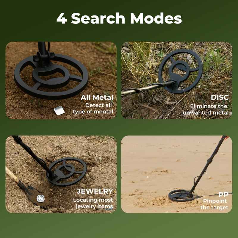 Traderight Metal Detector Professional Waterproof for Beginner 4 Search Mode