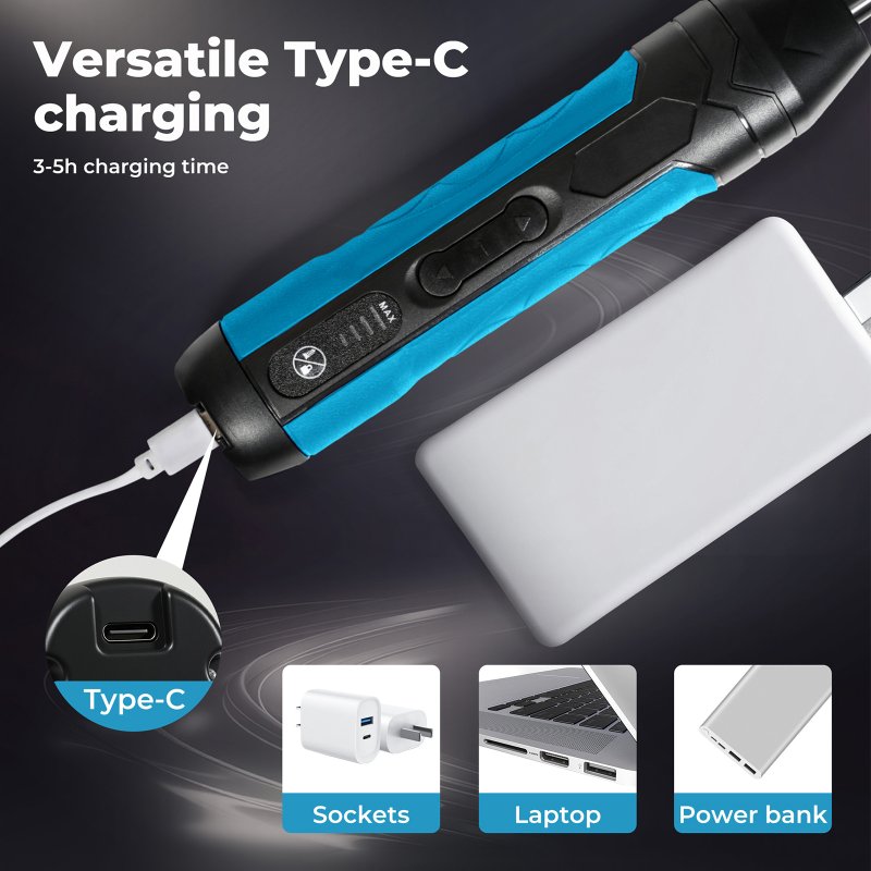 Traderight 4V Cordless Electric Screwdriver Set Fast-Charging 1500mah Power Tool