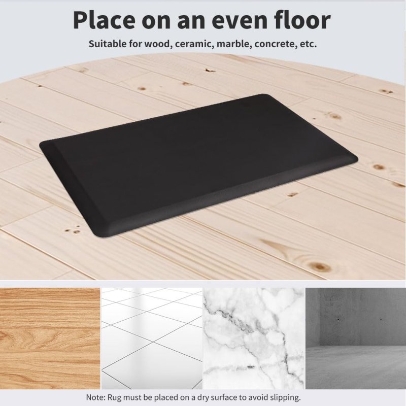 Marlow Anti Fatigue Mat Standing Desk Rug Kitchen Home Office Foam Black 50x80