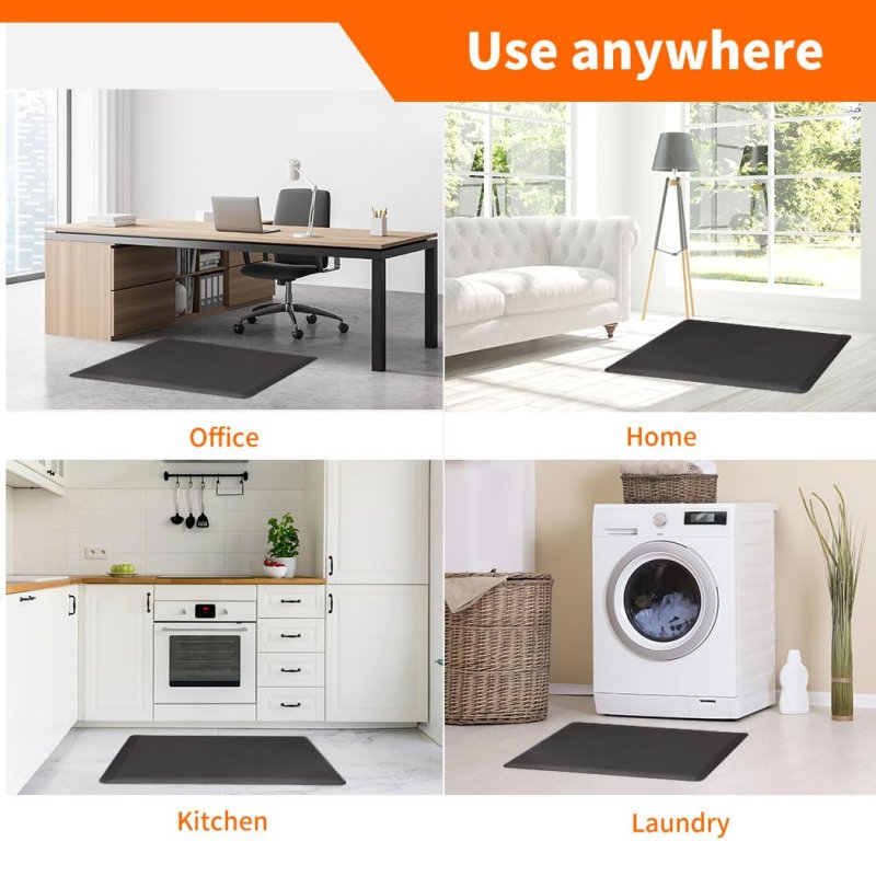Marlow Anti Fatigue Mat Standing Desk Rug Kitchen Home Office Foam Black 50x80