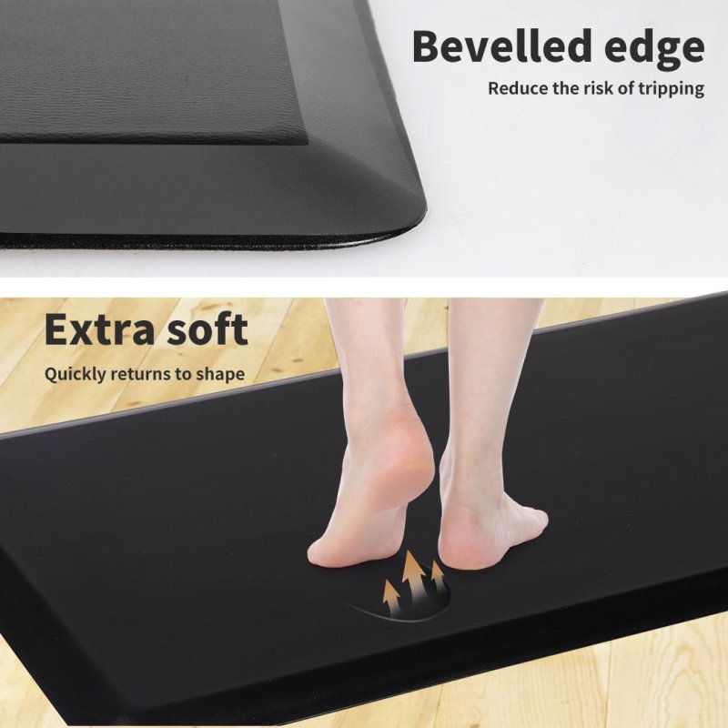 Marlow Anti Fatigue Mat Standing Desk Rug Kitchen Home Office Foam Black 50x80