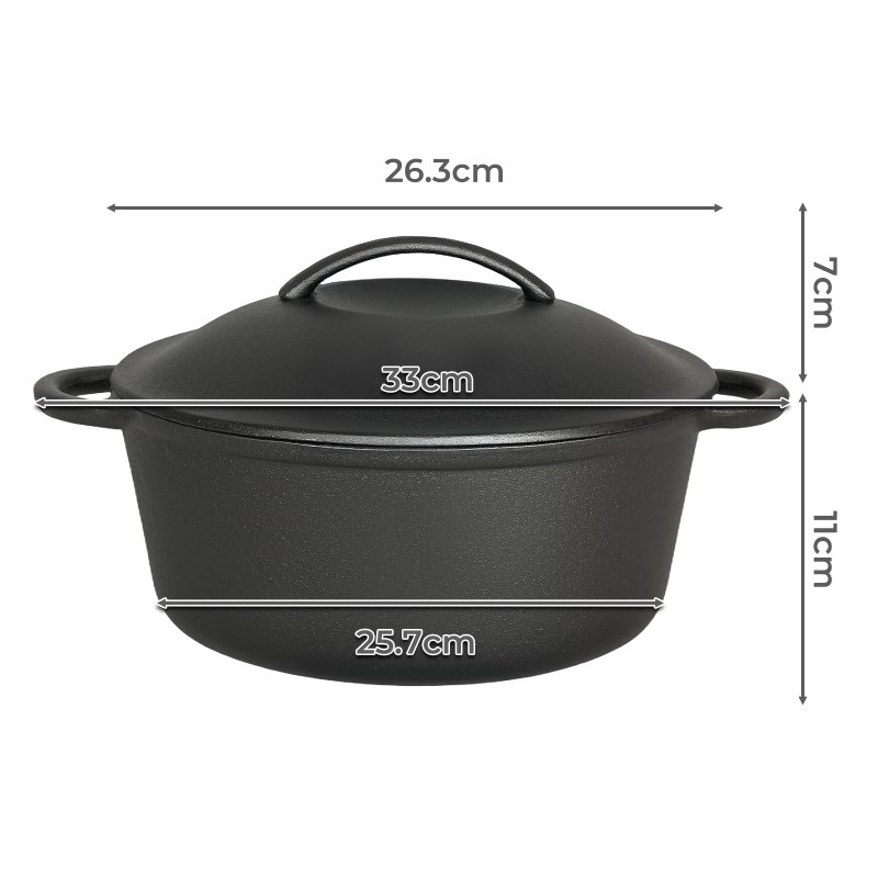 Toque 6.6L Cast Iron Dutch Oven Heavy Duty Casserole Dish Pot Stockpot With Lid