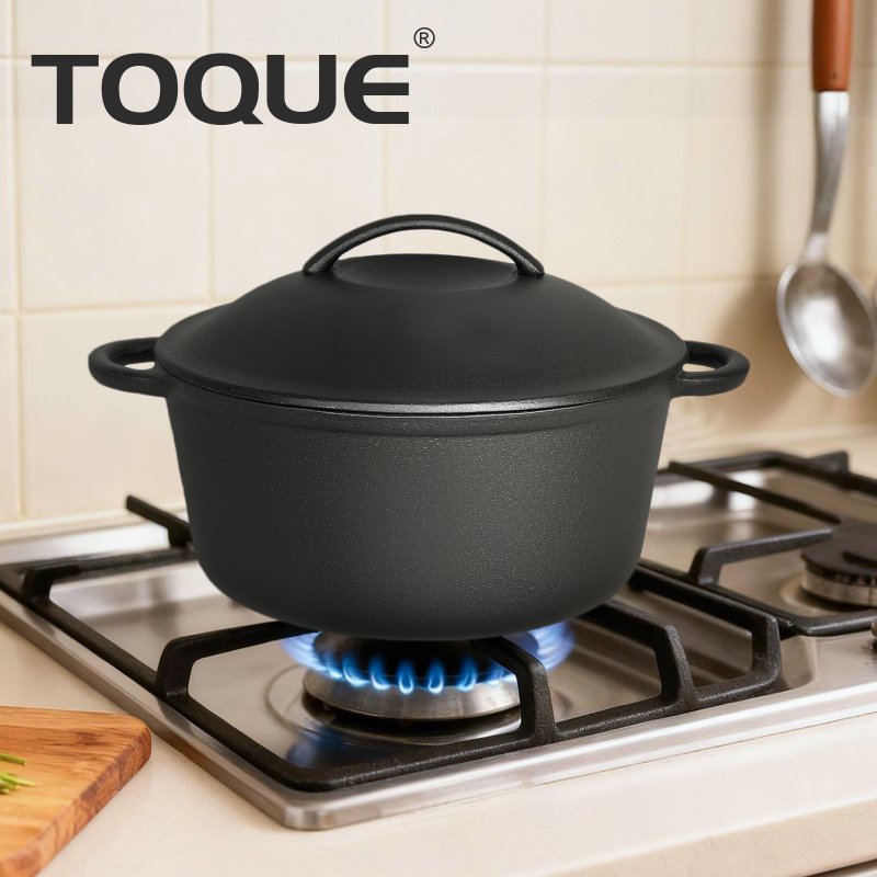 Toque 6.6L Cast Iron Dutch Oven Heavy Duty Casserole Dish Pot Stockpot With Lid