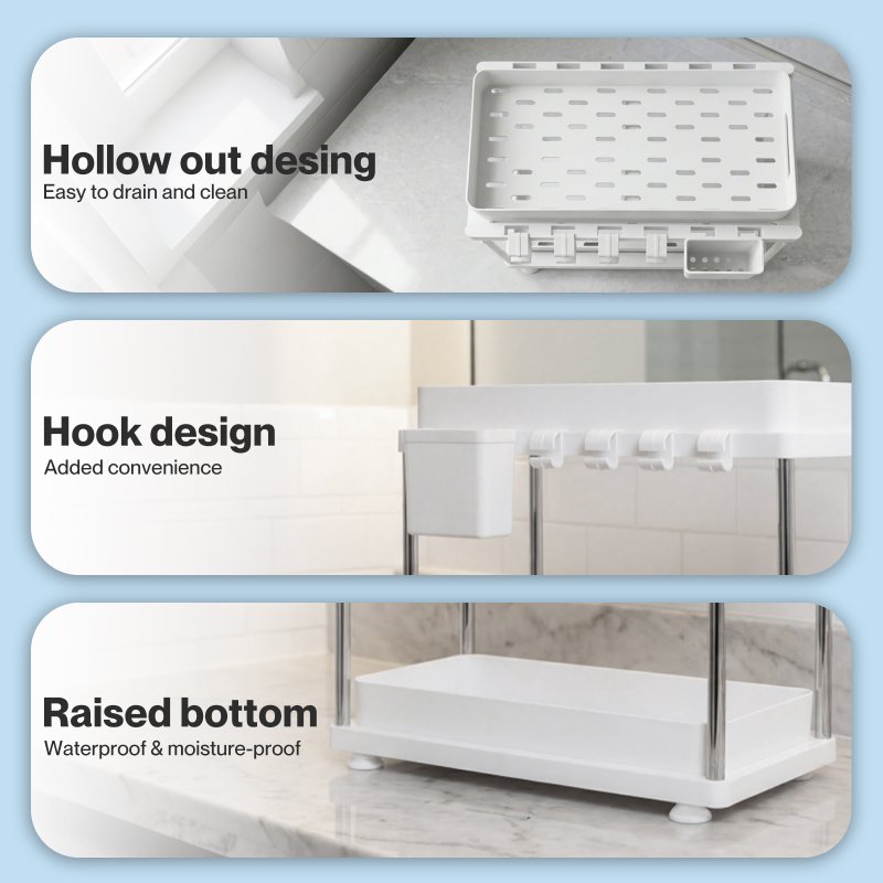 Toque Under Sink Organiser Two Slide-Out Drawers Kitchen Storage 2pcs White