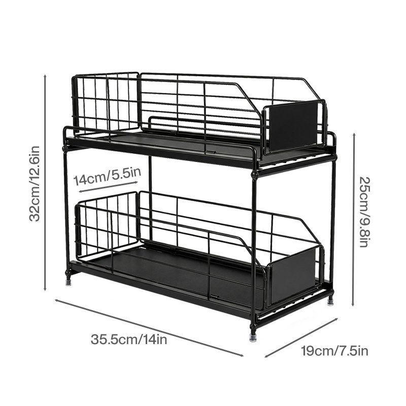 Toque 2 Tier Pull Out Basket Under Sink Kitchen Cabinet Storage Organiser Drawer