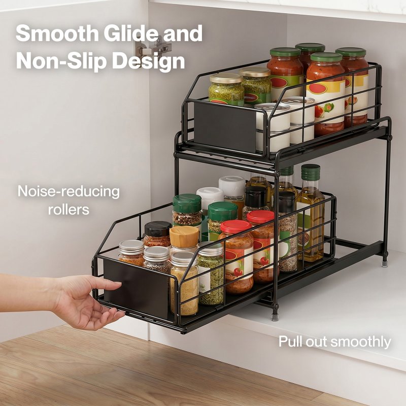Toque 2 Tier Pull Out Basket Under Sink Kitchen Cabinet Storage Organiser Drawer