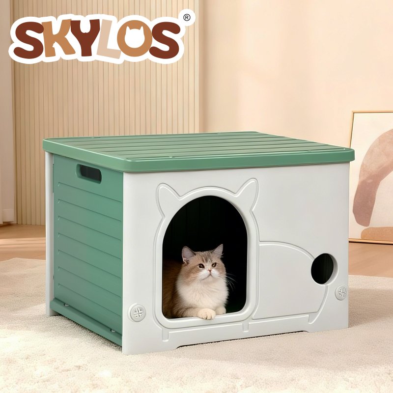 Skylos Dog Kennel Plastic Puppy Shelter Pet House Weatherproof Outdoor Indoor