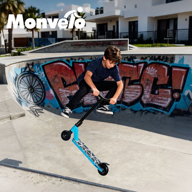 Monvelo Stunt Scooter for 8+ Kids Adult 360° Freestyle Trick Scooter Max 100kg