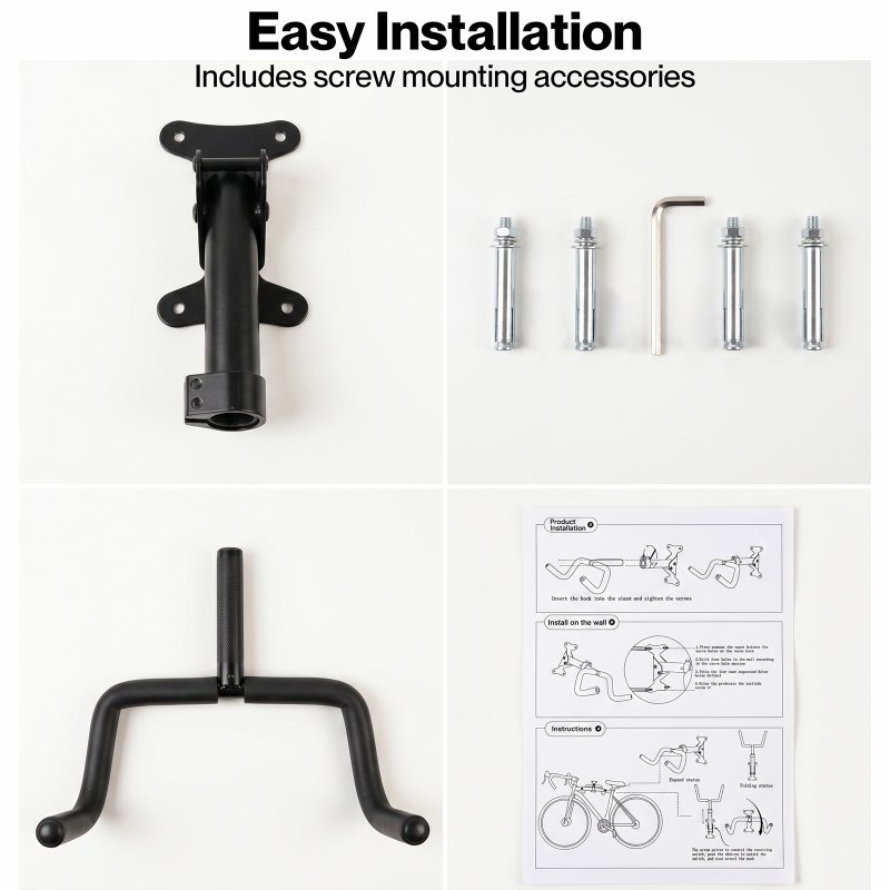 MONVELO Bike Wall Mount Rack Foldable Bicycle Storage Hanger Holder Adjustable