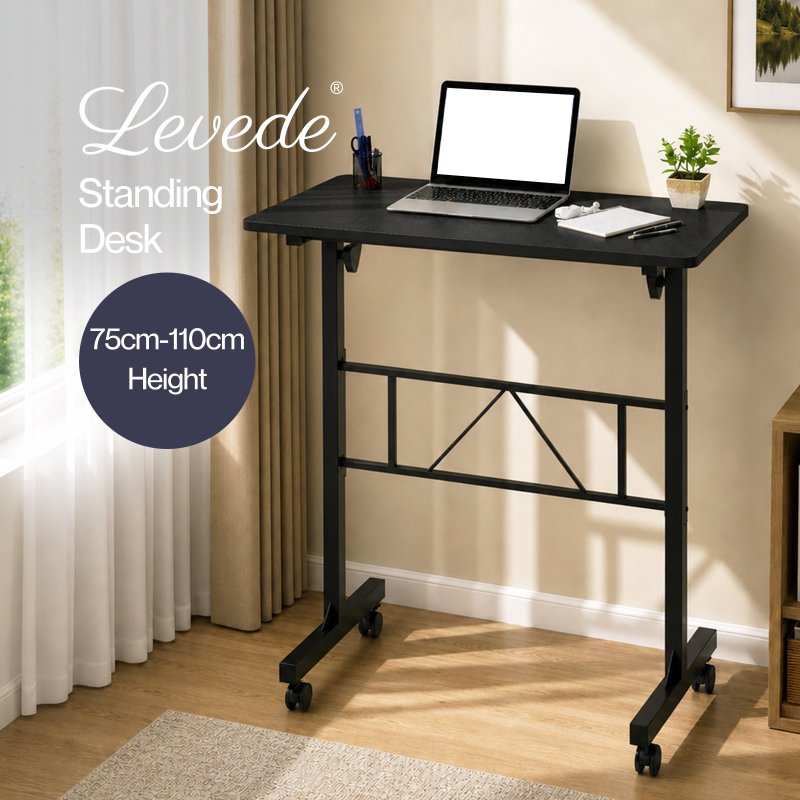 Levede Standing Desk Small Adjustable Height Folding Office 50kg Load Black