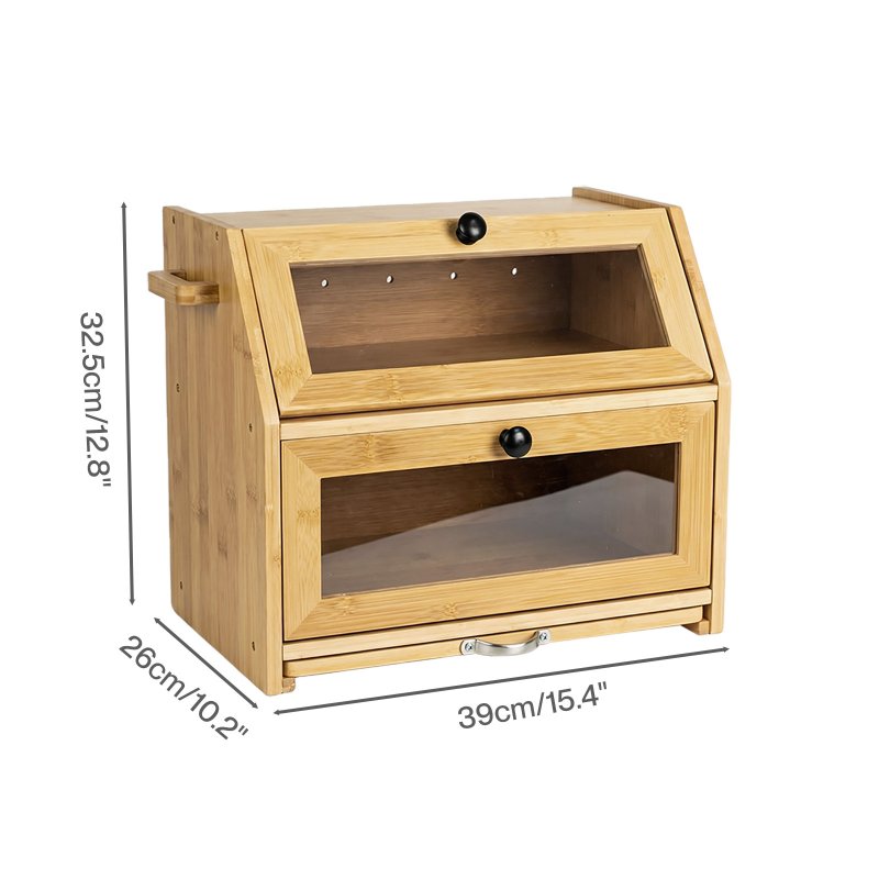 TOQUE 33L Bamboo Bread Bin with Cutting Board Bread Storage Box Natural