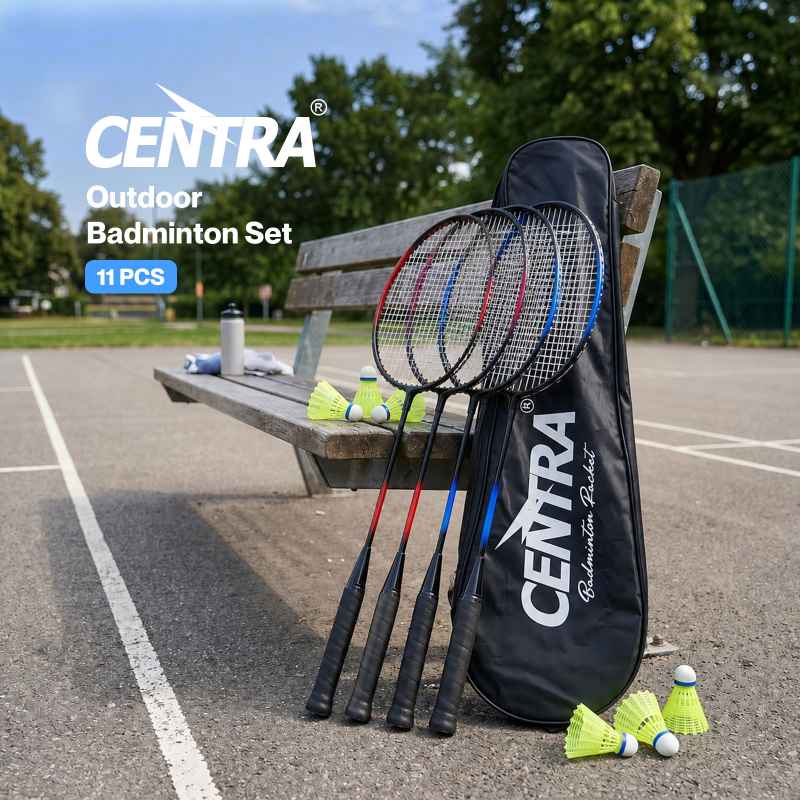 Centra Badminton Racket Set 11PCS 4 Players Aluminum Outdoor Game with Bag