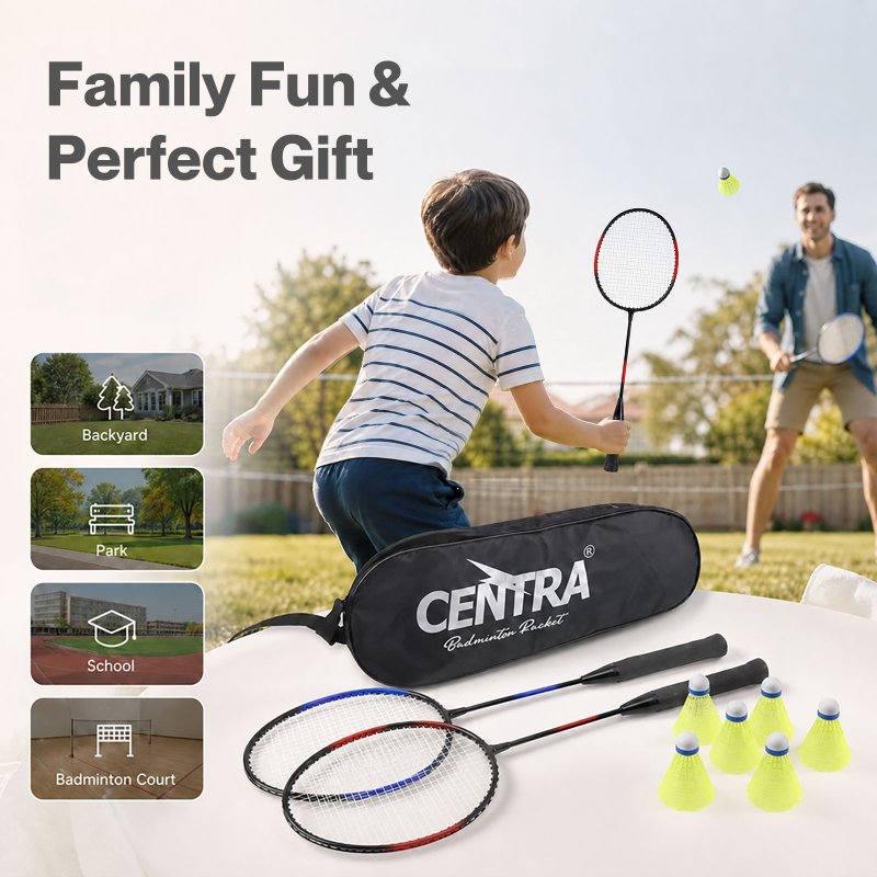 Centra Badminton Racket Set 11PCS 4 Players Aluminum Outdoor Game with Bag