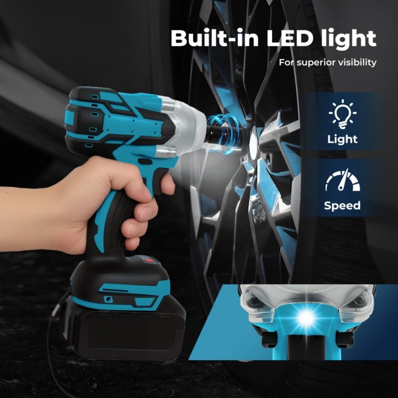 Traderight 21V Brushless Impact Wrench Drill 1/2" Rattle Gun 4.0Ah Battery Kit
