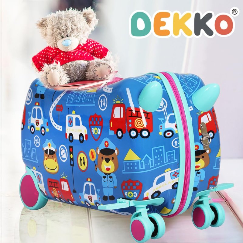 Dekko Kids Ride On Suitcase Children Travel Luggage Carry Bag Trolley