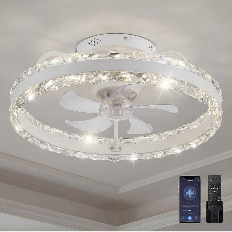 Emitto LED Ceiling Fan Light Dimmable 6 Speed Lamp Living Room with Remote APP