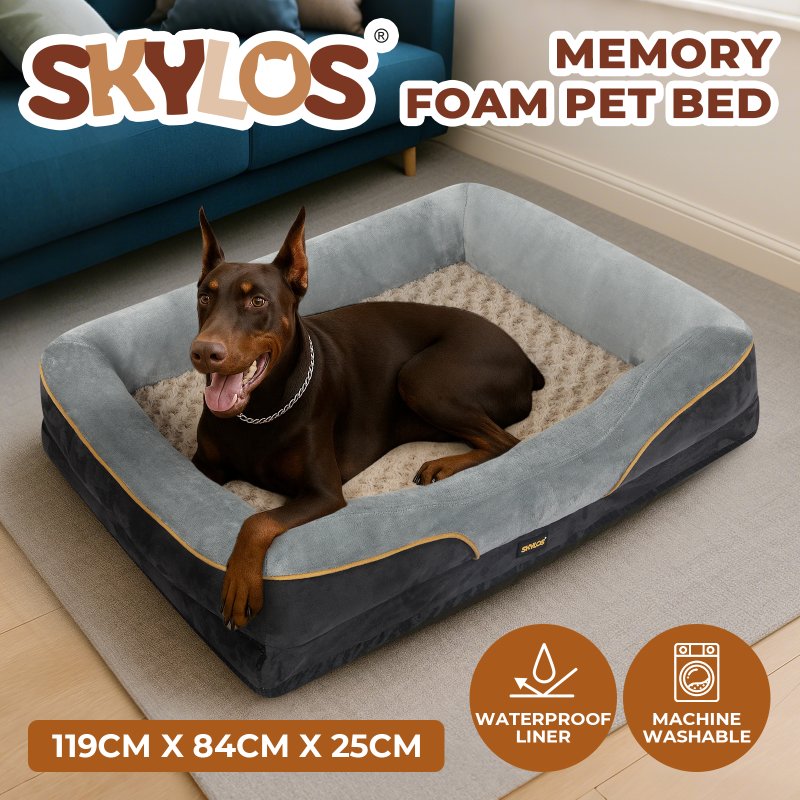 Skylos 119cm Dog Bed Orthopedic Memory Foam Pet Cushion Washable Puppy Mattress