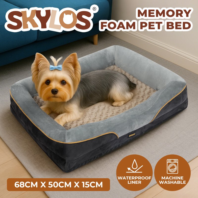 Skylos 68cm Dog Bed Orthopedic Memory Foam Pet Cushion Washable Puppy Mattress