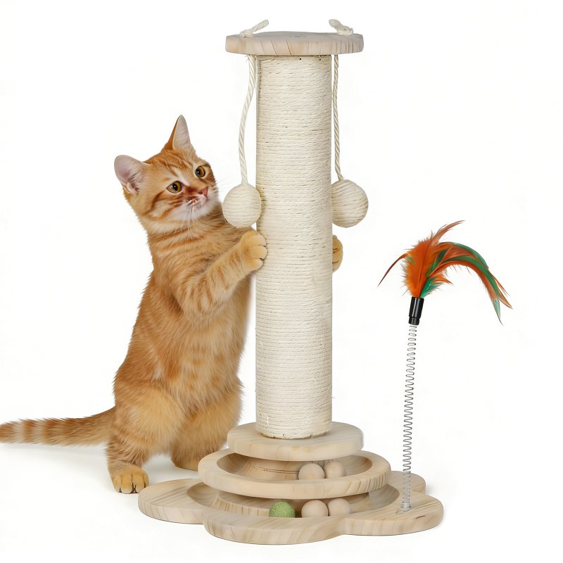 Skylos Cat Scratching Post Strong Natural Sisal Pole 45cm Activity Center Toys
