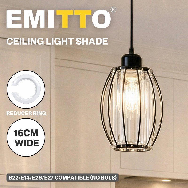Emitto Crystal Ceiling Light Shade Pendant Lamp shade Table Floor Lamps Black