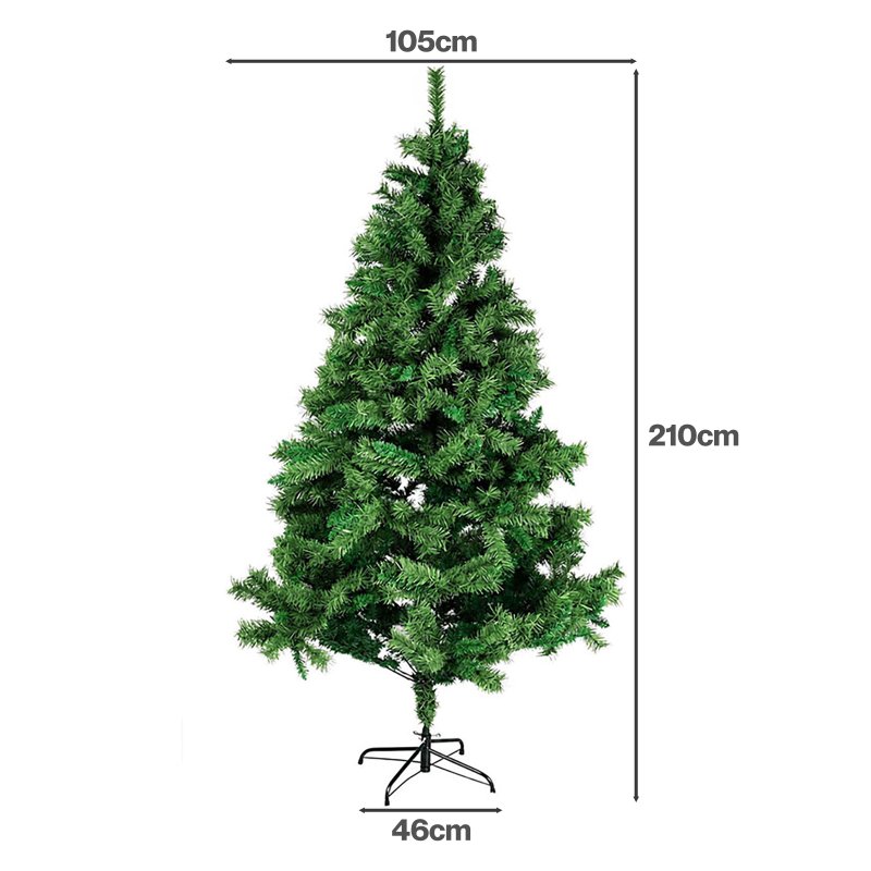 Santaco Christmas Tree 2.1m 797 PVC Tips Metal Base Xmas Decor Indoor Green