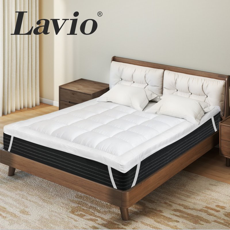 Lavio Mattress Topper Double Size 10cm Deep Soft Microfibre Washable with Strap