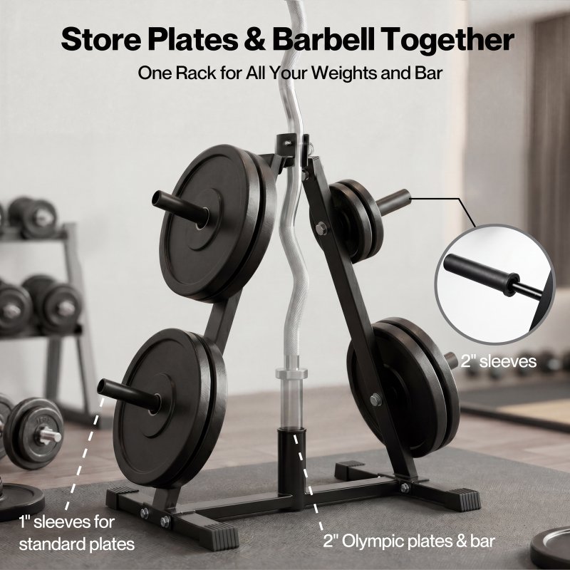Centra Weight Plate Storage Rack Olympic Plate Holder Gym Weight Stand Tree