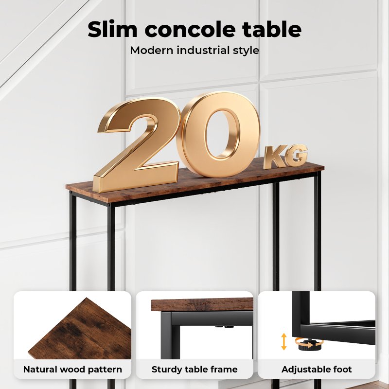 Console Hall Table Slim Entryway Hallway Sofa Table Display Shelf Industrial