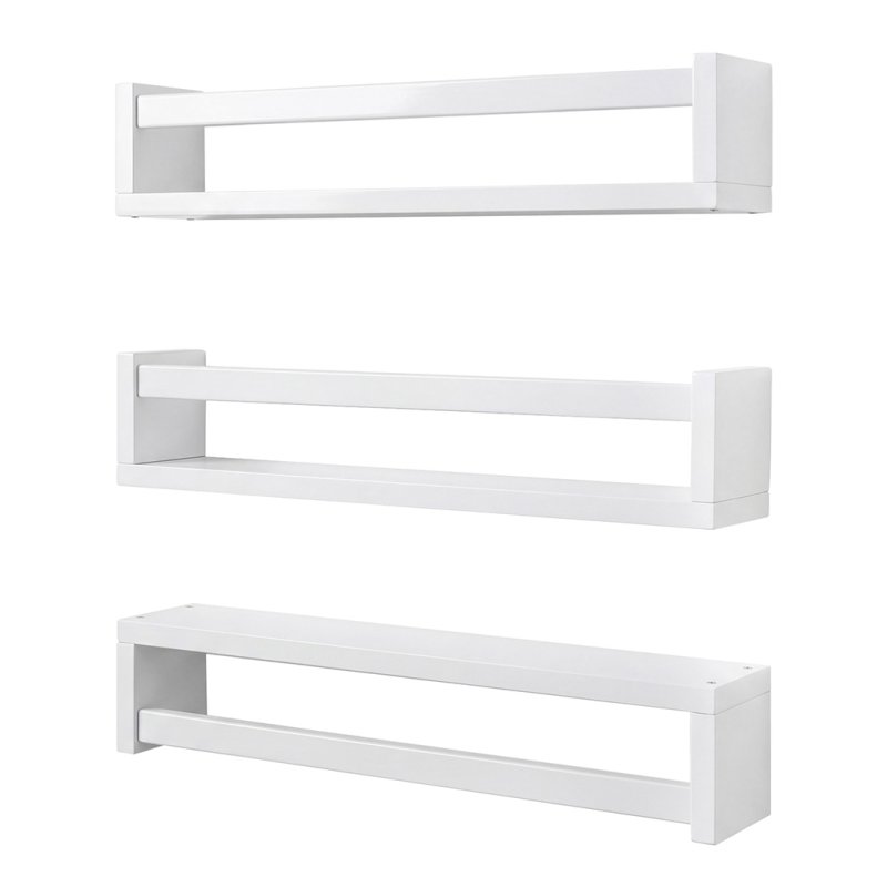 Levede Nursery Book Shelves Kids Wall Floating Shelf White Solid Wood 3 Pack