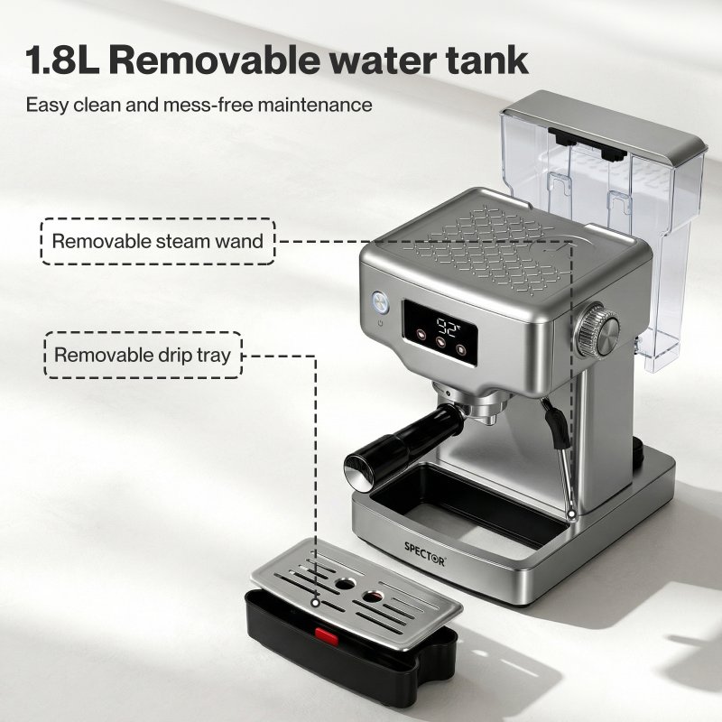 Spector Ultra Espresso Machine with LCD Display, Barista Coffee Machine