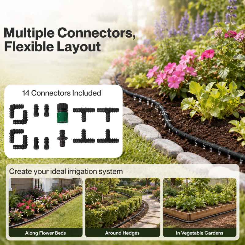 Traderight Soaker Hose 50m Drip Irrigation Deep Root Watering For Gardens Black