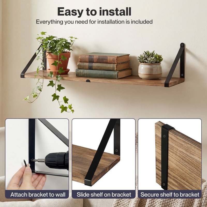 Levede Floating Shelves Wall Mounted Book Shelves for Wall Set of 3 Natural