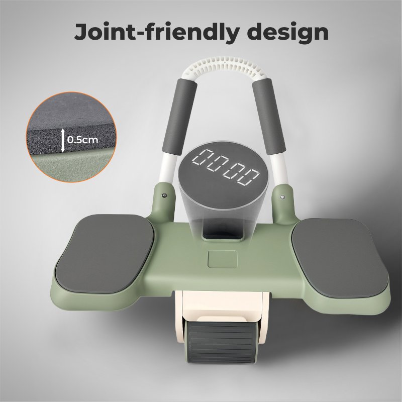 Centra Ab Roller with Auto Rebound Elbow & Knee Support LCD Timer Core Trainer