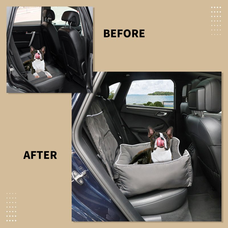 Skylos Pet Car Booster Seat Travel Bed Velvet in Grey Colour