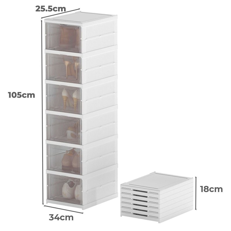 Levede Shoe Box Foldable Home Shoe Shelf Ventilated Storage Organizer 6 Pcs