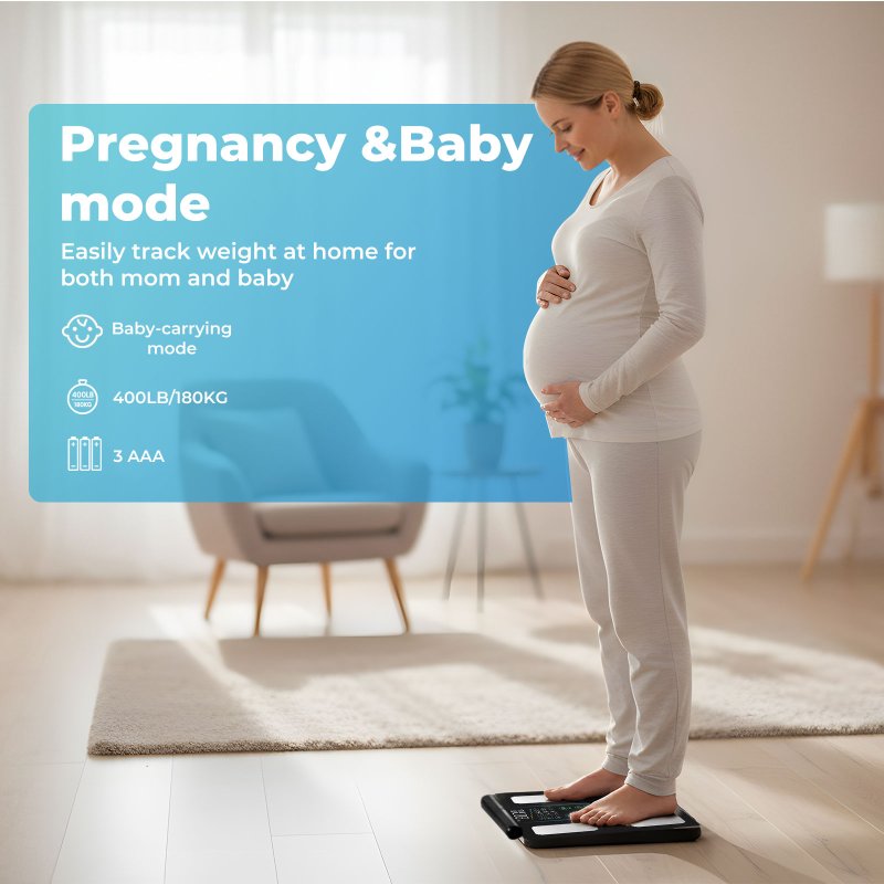 Centra Smart Scale for Body Fat Bathroom Digital Pregnancy BMI Monitor Bluetooth