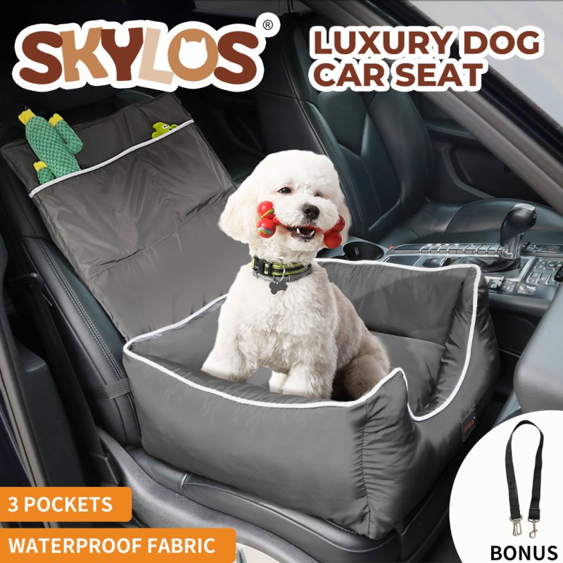 Skylos Pet Car Booster Seat Travel Bed Velvet in Grey Colour