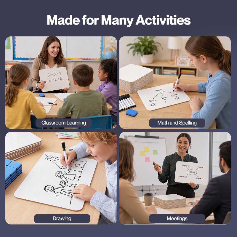 Levede Mini Whiteboard 30 Pack White Boards With Pens Erasers Classroom White