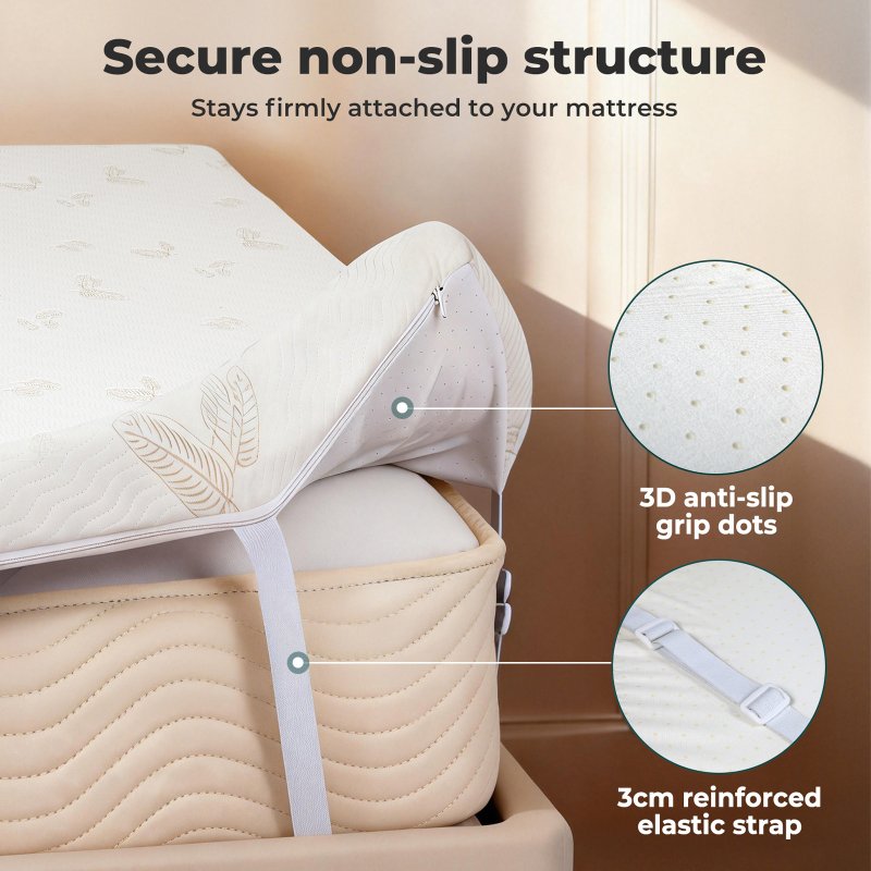 Lavio Mattress Topper Memory Foam Super King Dual Layer Pressure Relief Washable