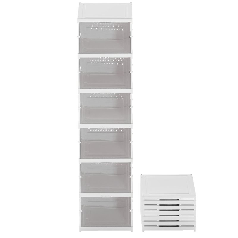 Levede Shoe Box Foldable Home Shoe Shelf Ventilated Storage Organizer 6 Pcs