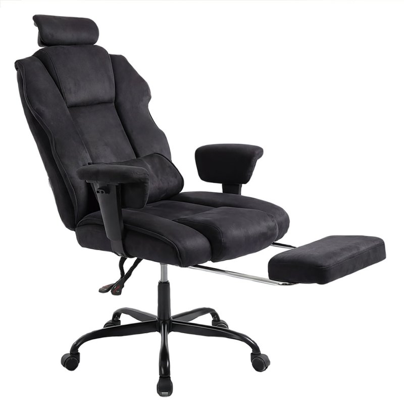Executive Ergonomic Office Chair Suede Fabric Wide Seat 155?? Recline Footrest