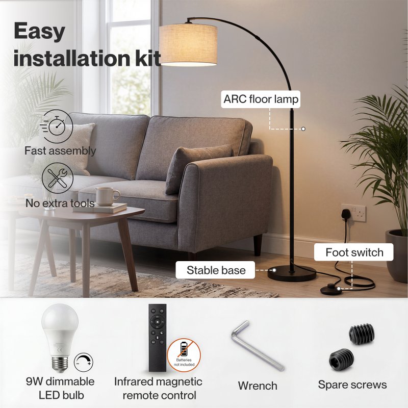 Emitto Standard Floor Lamp Dimmable Standing Lamp Smart Control Adjustable Timer