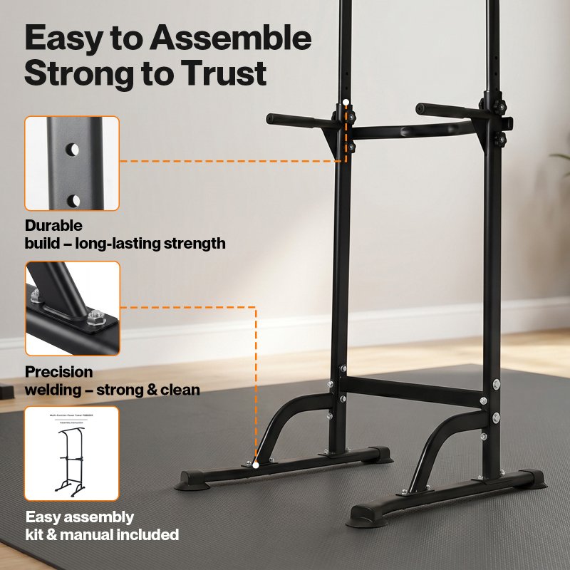 Centra Pull Up Station, 9-Height Adjustable, 150kg Carbon Steel, Black