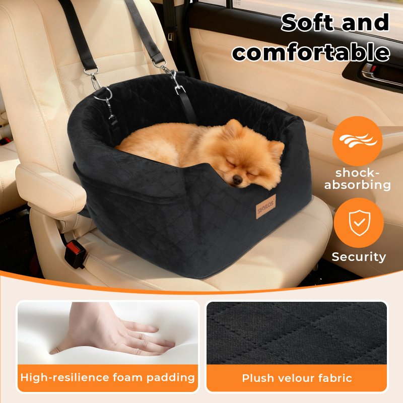 Skylos Dog Booster Car Seat Safe Puppy Travel Carrier Bed Bag Basket Pet Black