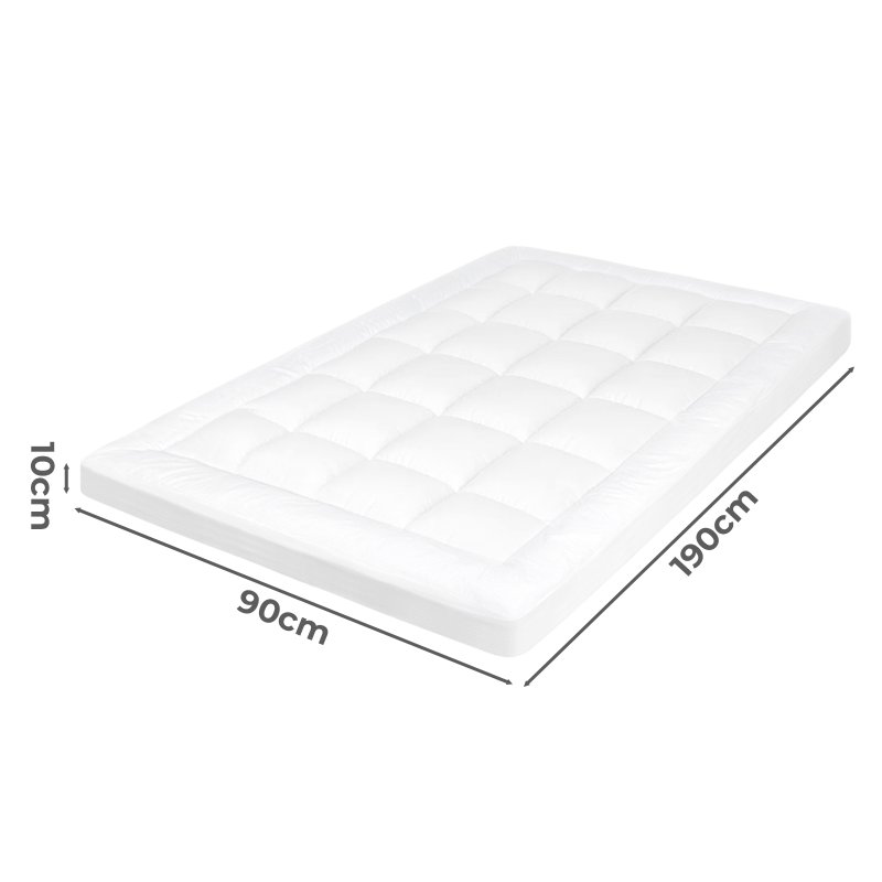 Lavio Mattress Topper Single 10CM Deep Washable Thick Soft Microfibre with Strap