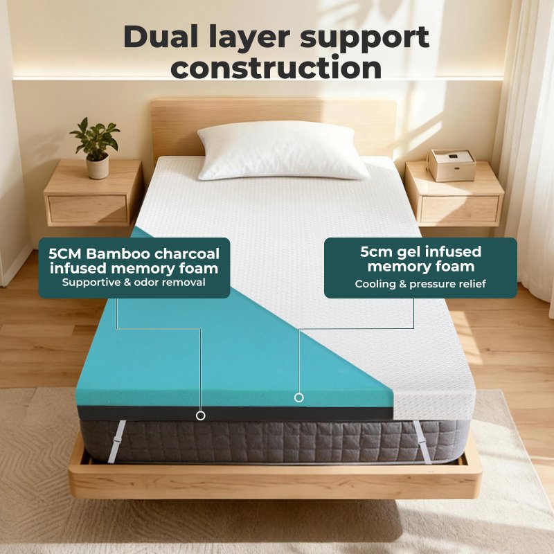 Lavio 4 Inch Memory Foam Mattress Topper Cooling Small Double Pressure Relief