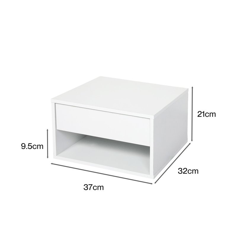 Levede Bedside Table Floating Set of 2 Wall Mounted Drawer Open Shelf White