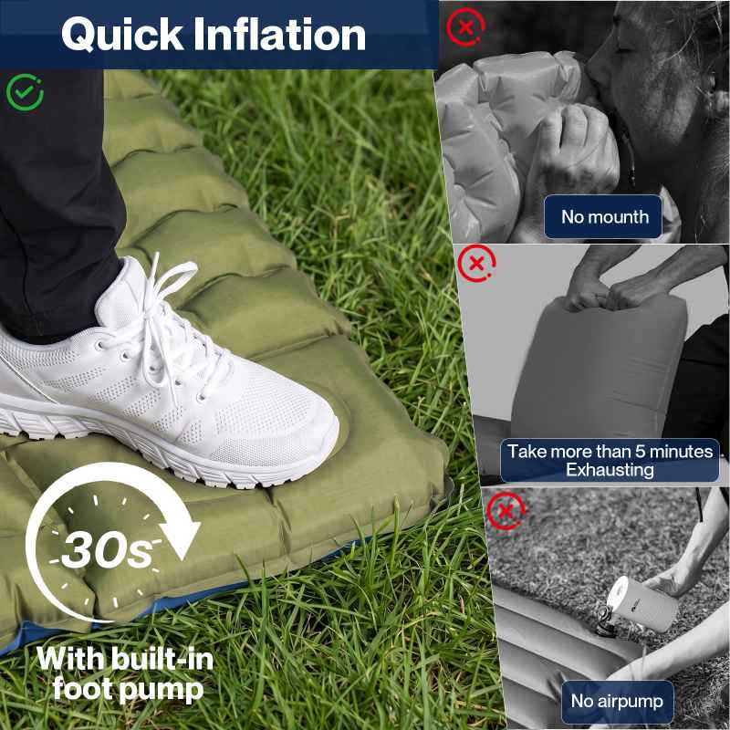 Mountview Camping Sleeping Pad Ultralight Inflatable Mat Built In Pump Packable