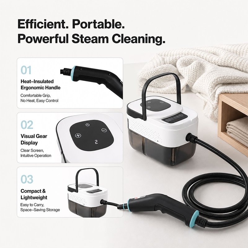 Spector Steam Cleaner Handheld 6 Settings with Tank 105??C Heat For Kitchen White