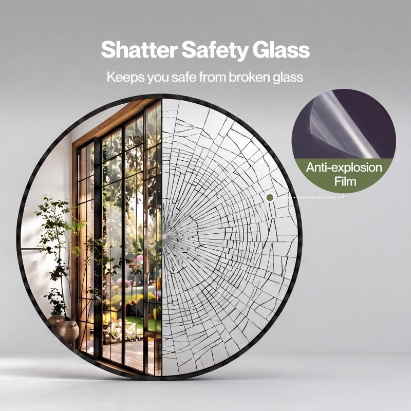 Yezi Wall Mirror Round Mirror Tempered Glass HD Explosion-proof Bathroom 60cm